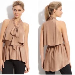 BCBG MaxAzria Tie Neck Tank Top with peplum.